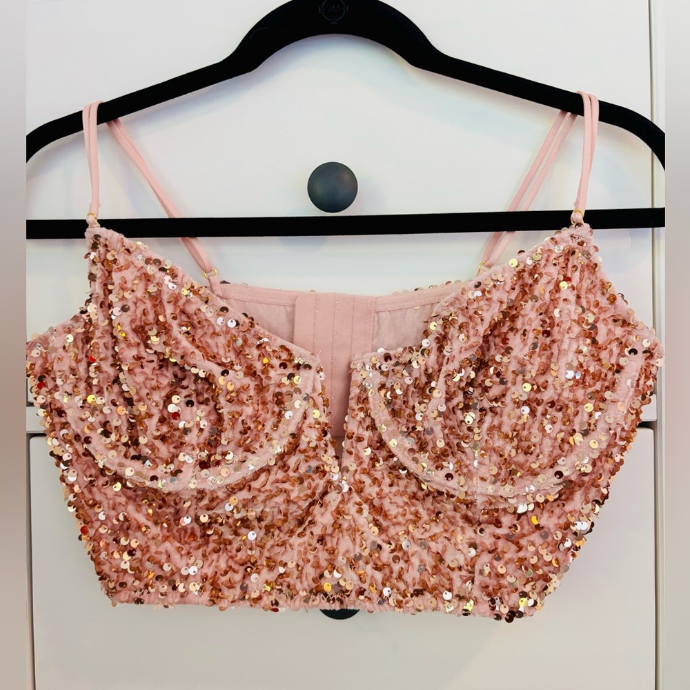 Anthropologie Pink Sequin Bralette